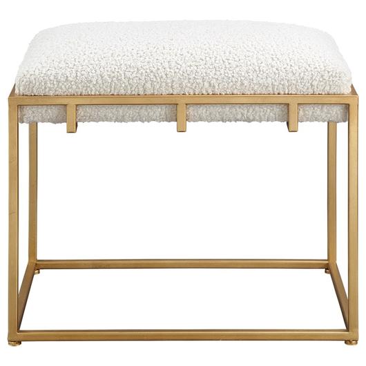 Paradox Small Gold & White Shearling Bench by Uttermost
