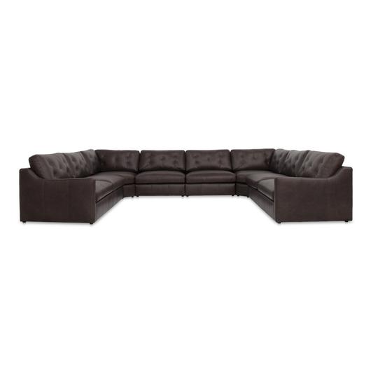 Thurlow U Shaped Modular Sectional With Arms Espresso Brown Leather by Moes Home