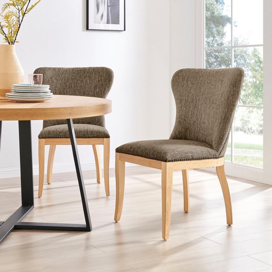 Dorsey Fabric Dining Side Chair, Pasadena Taupe by New Pacific Direct
