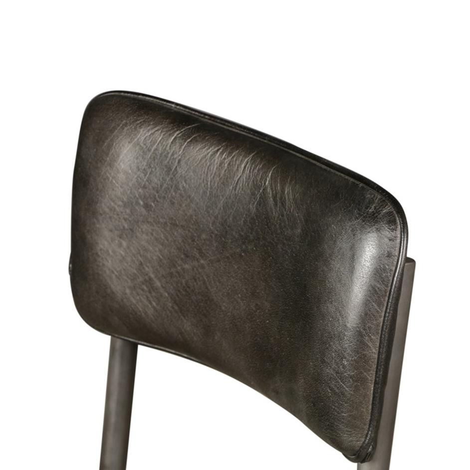 Bill 17" Ebony Leather and Iron Dining Chair by Home Trends & Design