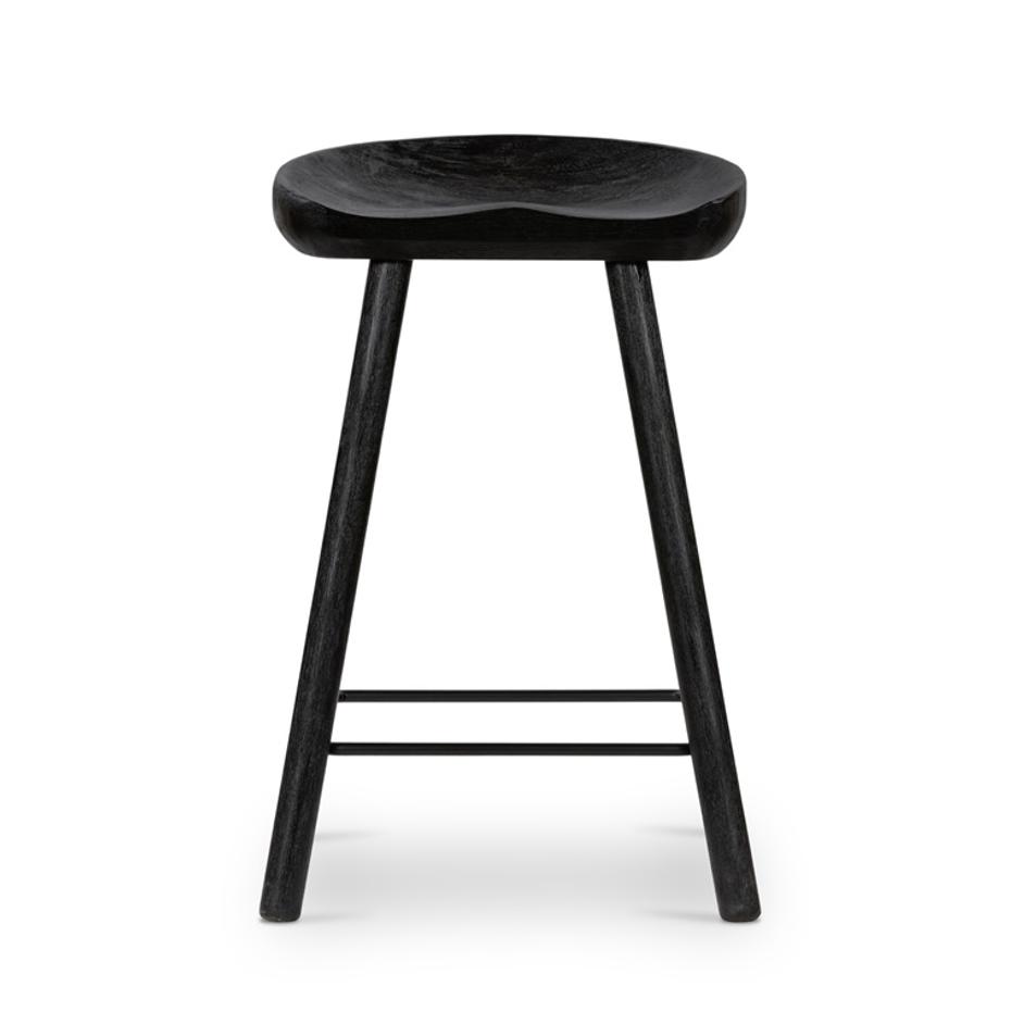 Barrett Stool In Matte Black Parawd In Counter by FOUR HANDS