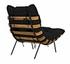 Hanzo Teak Chair with Industrial Steel Legs and Black Cotton Cushion, Satin Finish by Noir Furniture