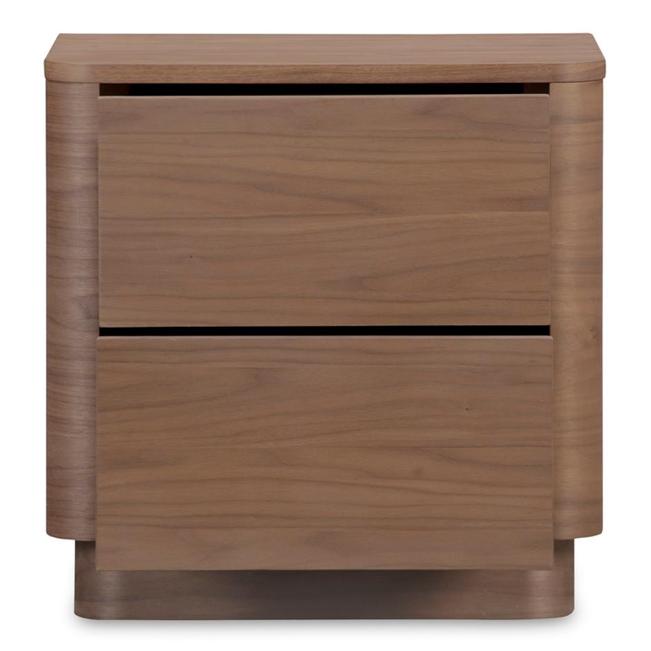 Round Off Tall Nightstand Walnut Brown by Moes Home