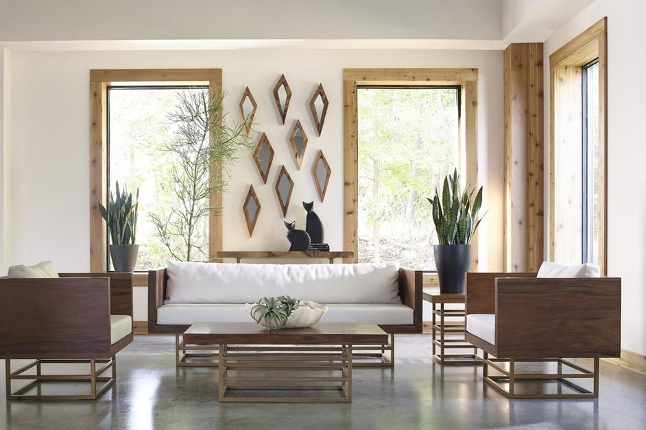 Diamond Chamcha Wood Mirror, Large, Natural by PHILLIPS COLLECTION