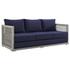 Harman Outdoor Patio Wicker Rattan Sofa In Gray Navy by Modway Furniture