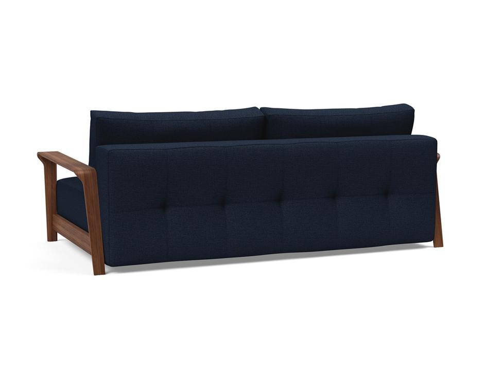 RAN D.E.L. SOFA BED in MIXED DANCE BLUE FABRIC WITH Dark wood LEGS 528 by INNOVATION USA