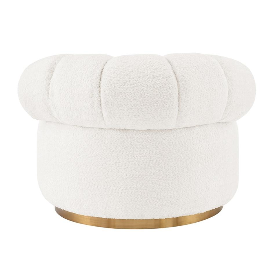 Marcy Fabric w/ Gold Base Swivel Accent Chair, Belmont Ivory by New Pacific Direct