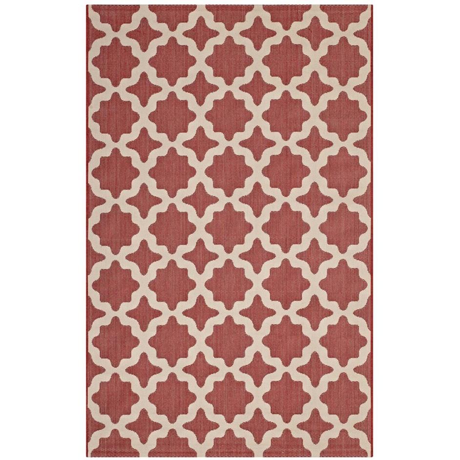 Selena Moroccan Trellis 8X10 Indoor And Outdoor Area Rug In Red And Beige by Modway Furniture