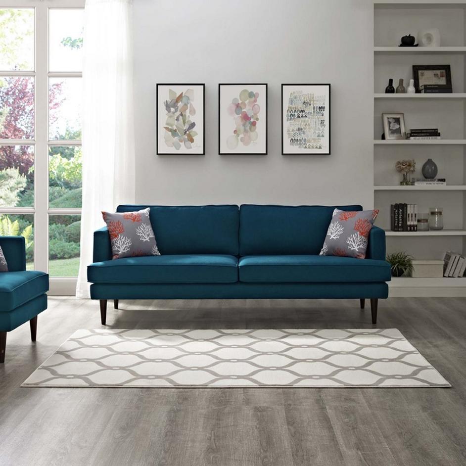 Barrett Chain Link Transitional Trellis 8X10 Area Rug In Beige And Ivory by Modway Furniture