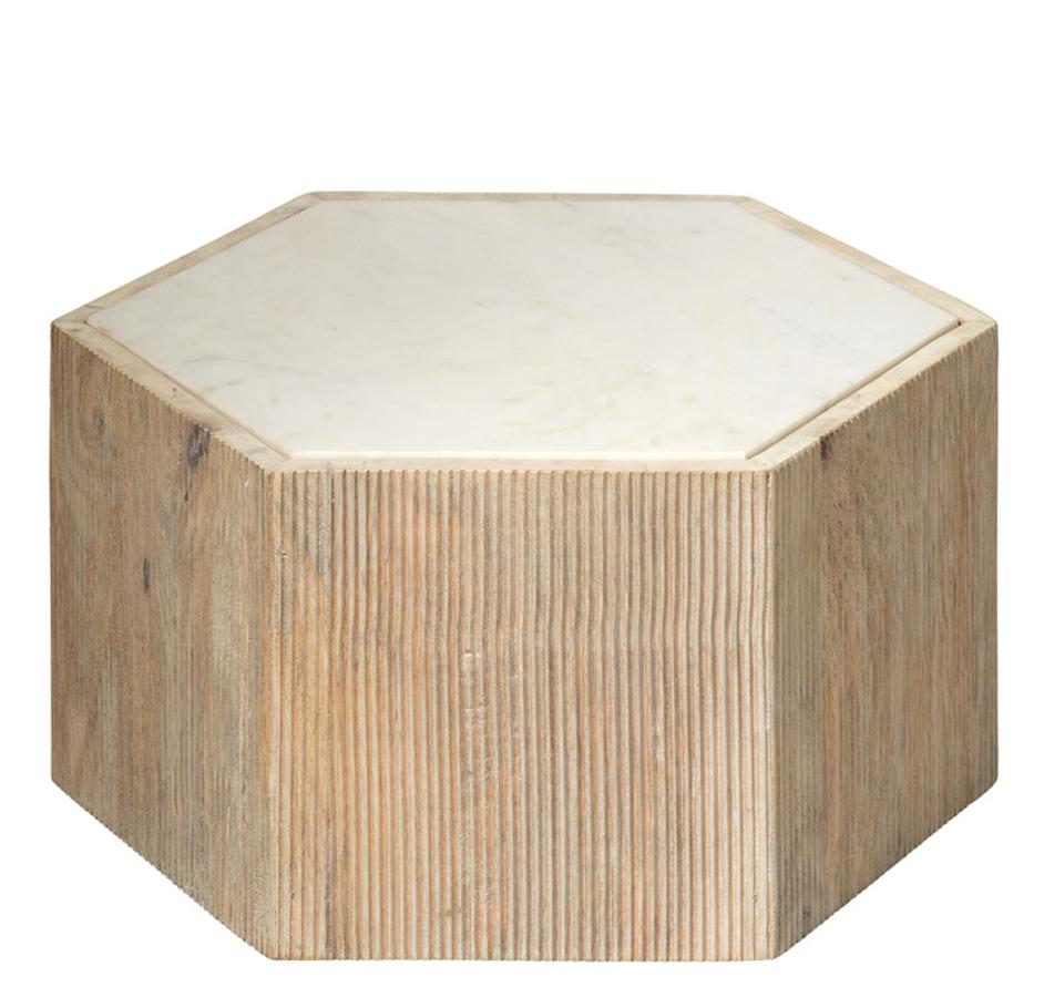 Argan Wood Hexagon Table, Small by Jamie Young
