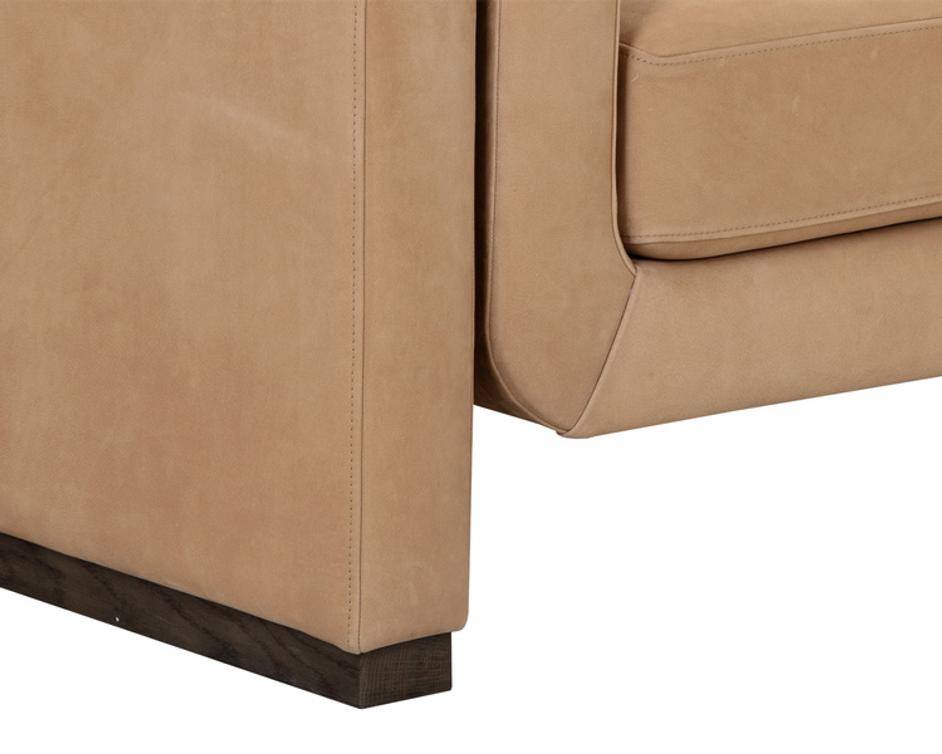 ROMER SOFA - DISTRESSED BROWN - NUBUCK TAN LEATHER by Sunpan