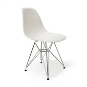 Lorena Fiberglass Side Chair - White Gloss/SS by Aeon Furniture