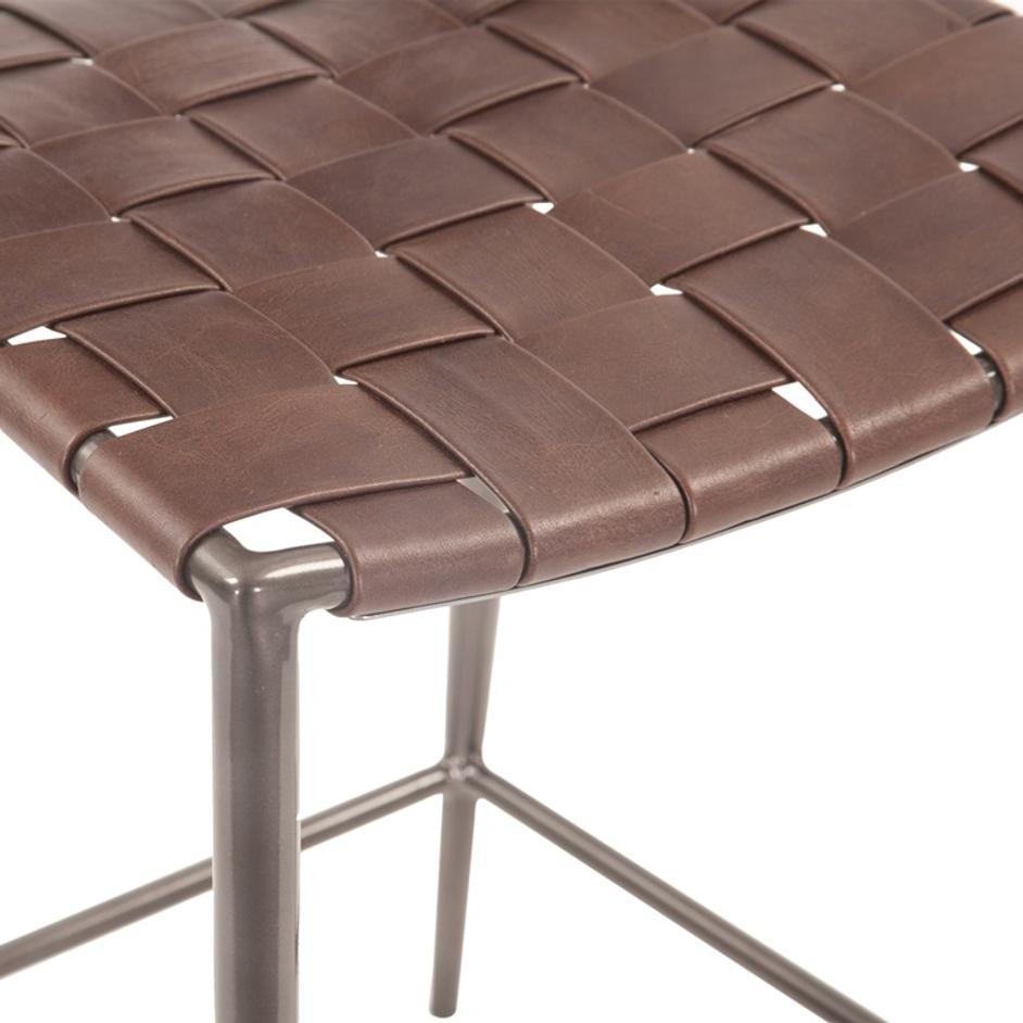 Copenhagen 17" Buffalo Leather and Iron Counter Chair, Brown by Home Trends & Design