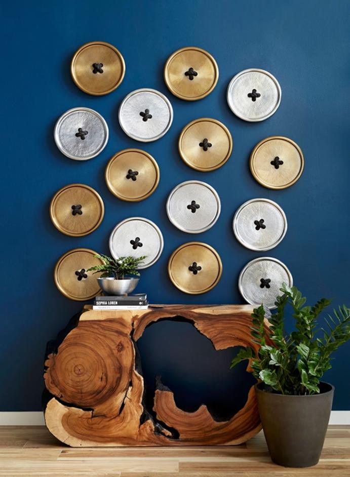 Button Wall Tile, Hammered Metal, Aluminum Finish by PHILLIPS COLLECTION