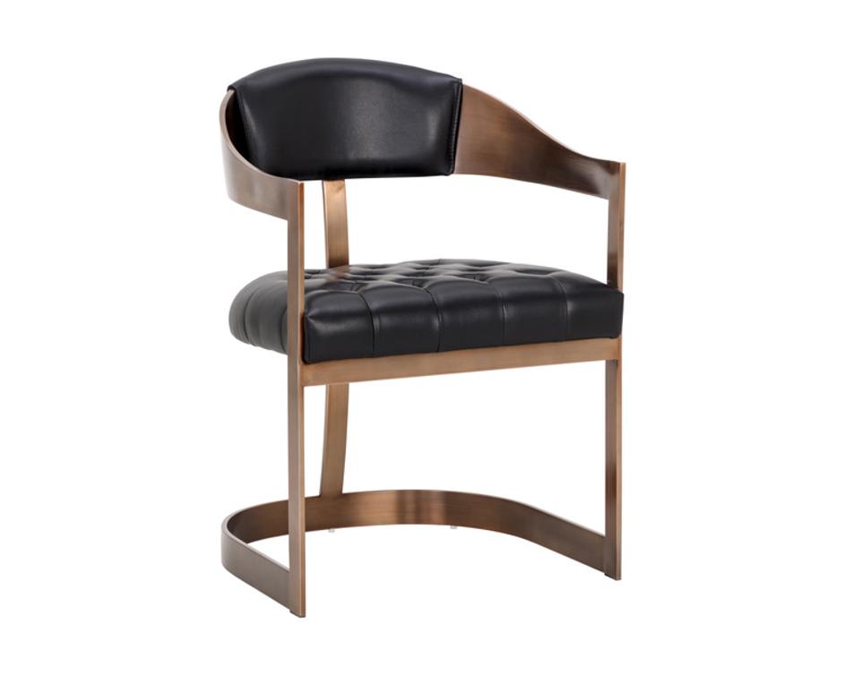 BEAUMONT DINING ARMCHAIR - ANTIQUE BRASS - CANTINA BLACK by Sunpan