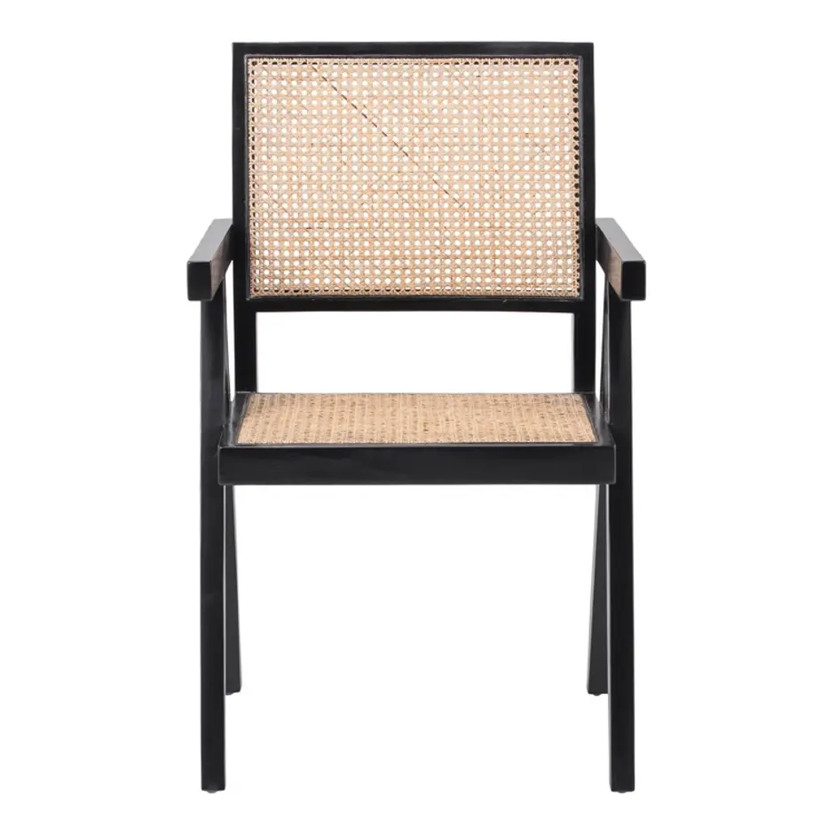 Bordeaux Rattan Dining Arm Chair In Black/ Natural by New Pacific Direct