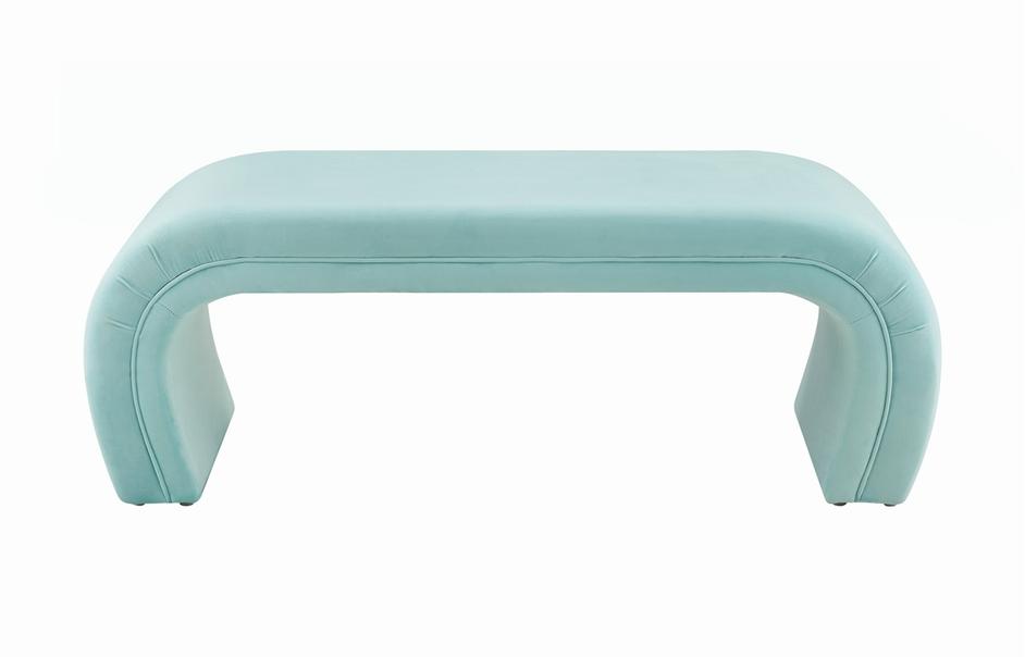 Kenya Bright Blue Velvet Bench by tov furniture