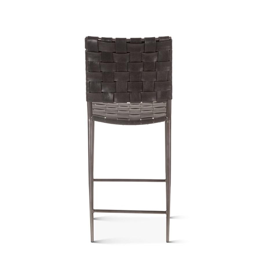 Copenhagen 17" Buffalo Leather and Iron Counter Chair, Black by Home Trends & Design