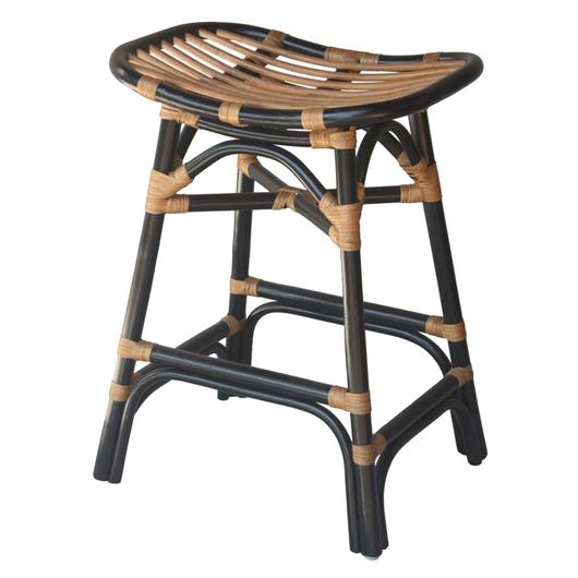 Damara Rattan Counter Stool In Black  by New Pacific Direct
