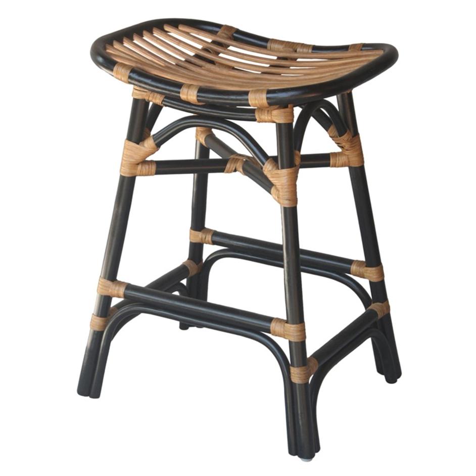 Damara Rattan Counter Stool In Black  by New Pacific Direct
