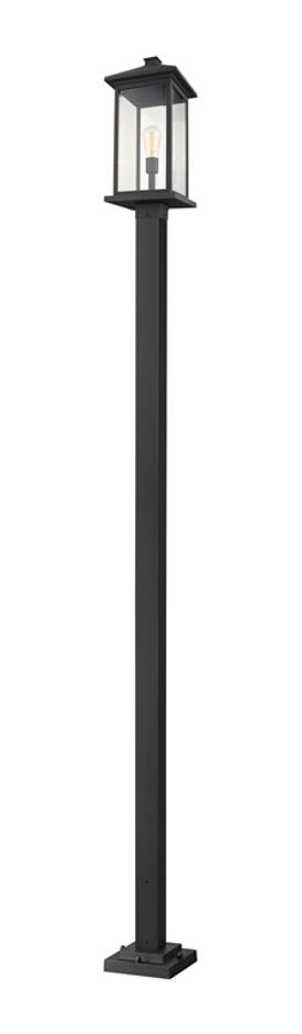 Portland 1 Light Outdoor Post Mounted Fixture in Black Finish by Z-Lite