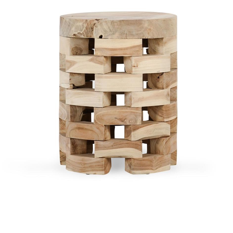 Dacosta 14" Round Accent Table White Wash by Classic Home