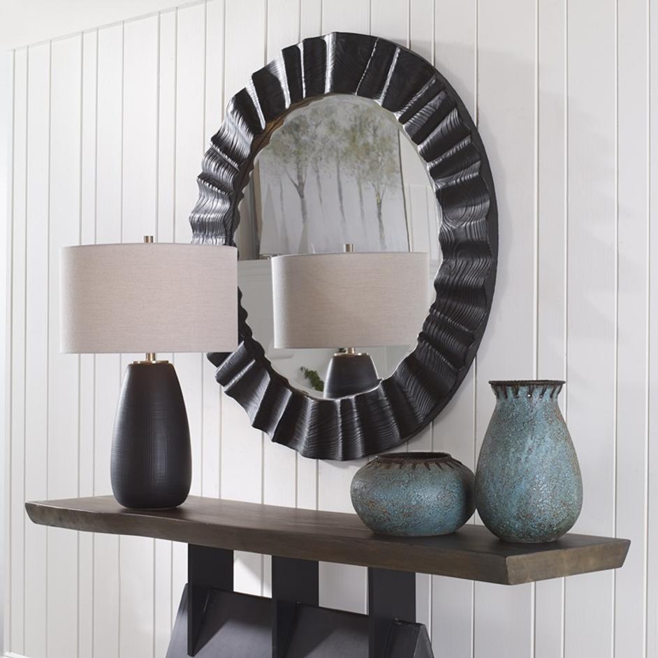 Caribou Dark Espresso Round Mirror by Uttermost