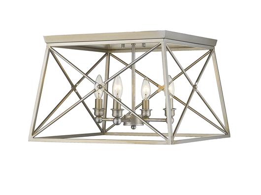 Trestle 4 Light Flush Mount in Antique Silver Finish by Z-Lite