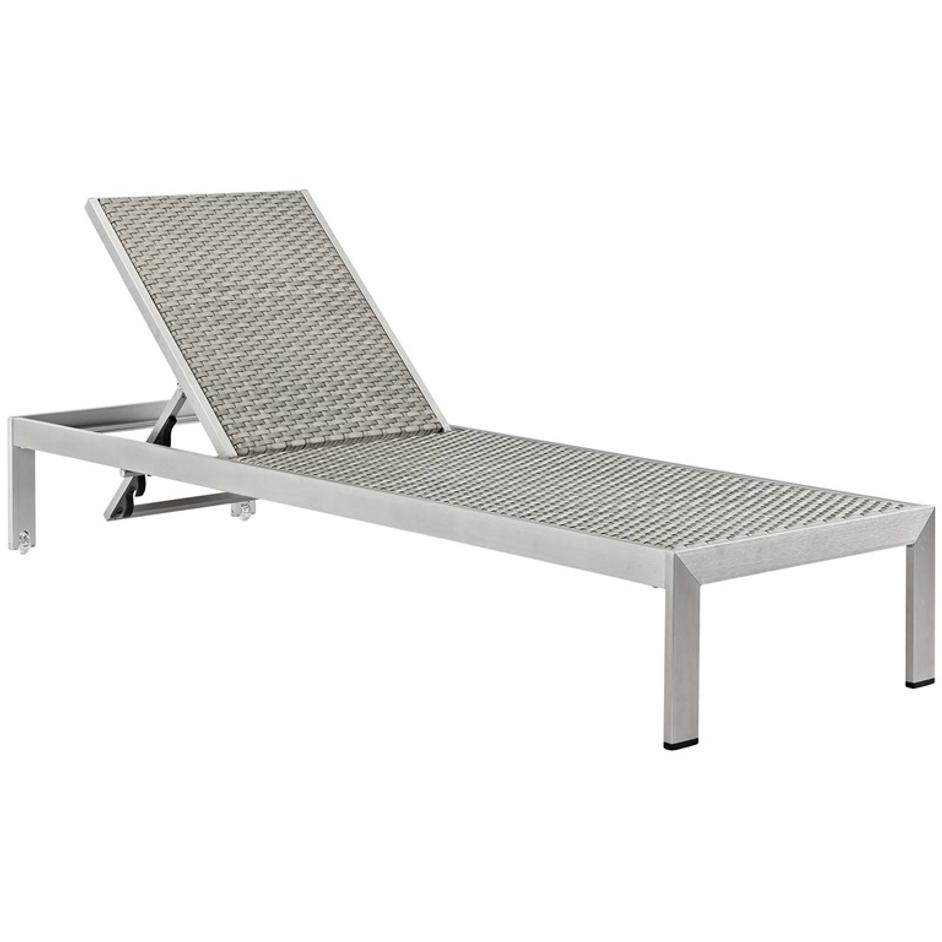 Nantucket Outdoor Patio Aluminum Chaise With Cushions In Silver Turquoise by Modway Furniture