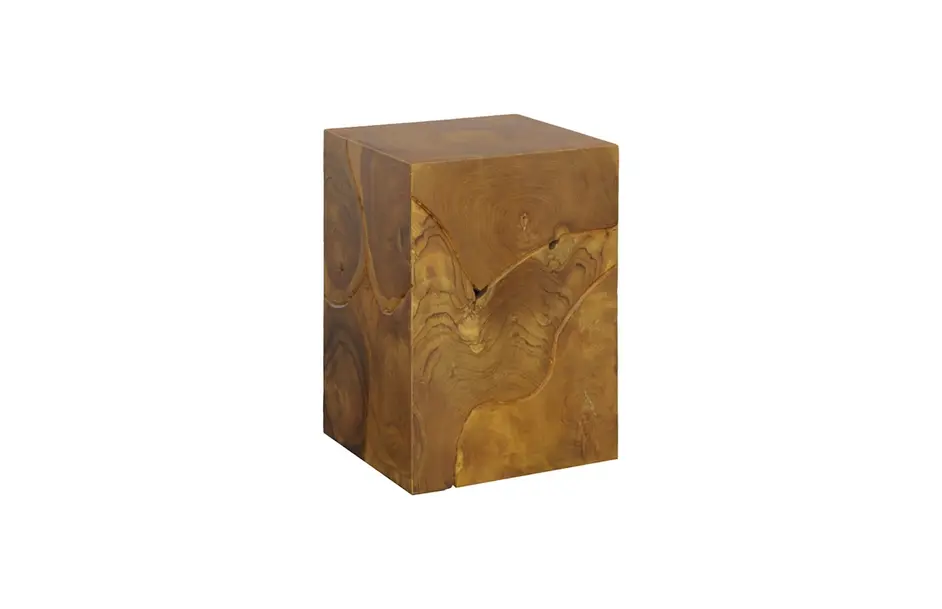 Teak Slice Stool, Square, Warm Teak Red Finish by Phillips Collection