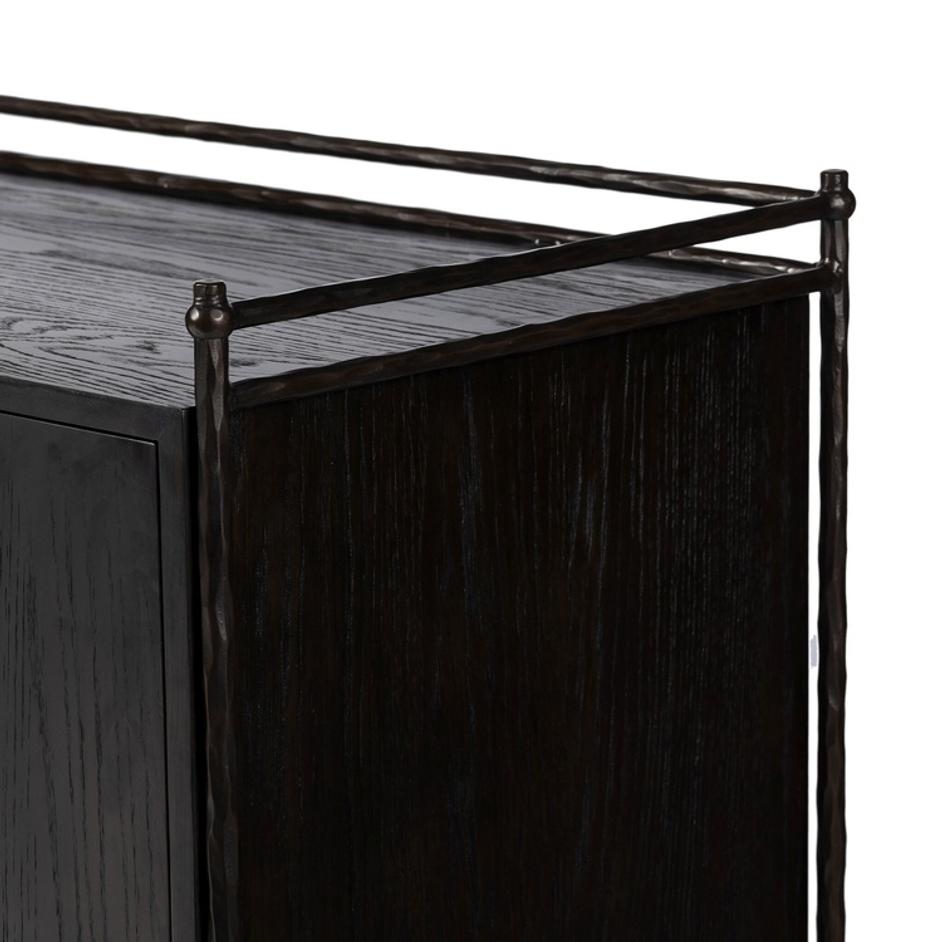 Afton Sideboard In Charcoal Oak And Charcoal Oak Veneer And Smooth Hammered Bronze by Four Hands
