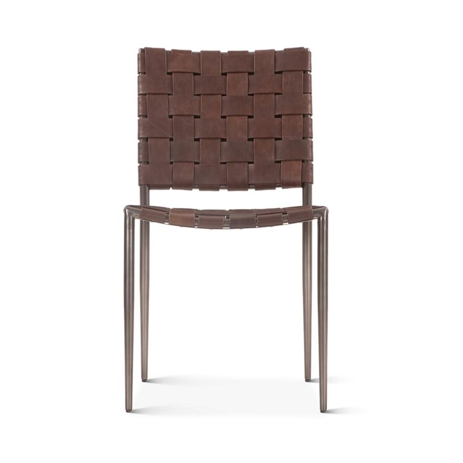 Copenhagen 18" Buffalo Leather and Iron Dining Chair, Brown by Home Trends & Design