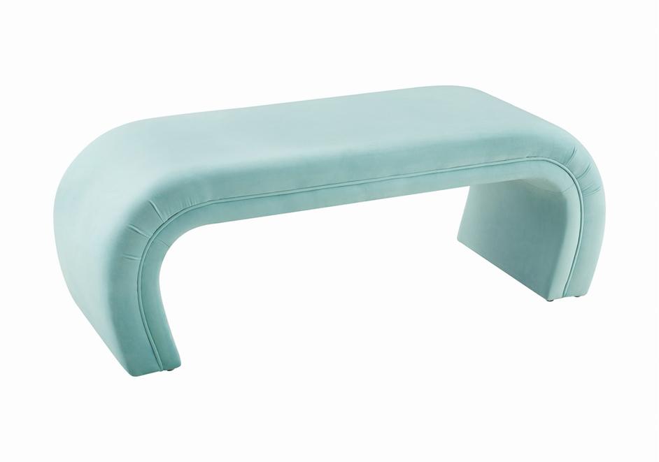 Kenya Bright Blue Velvet Bench by tov furniture