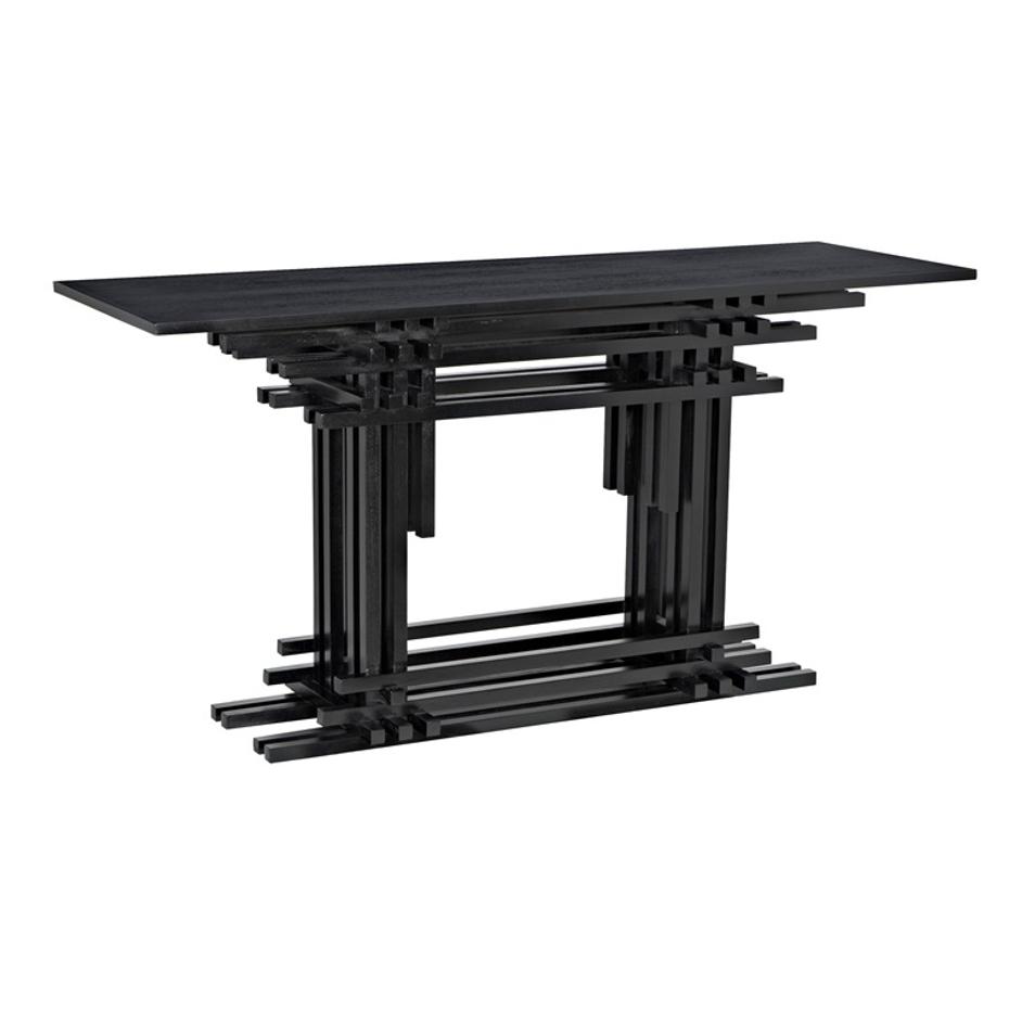 Loyd Mahogany Console in Hand-Rubbed Black Finish by Noir Furniture