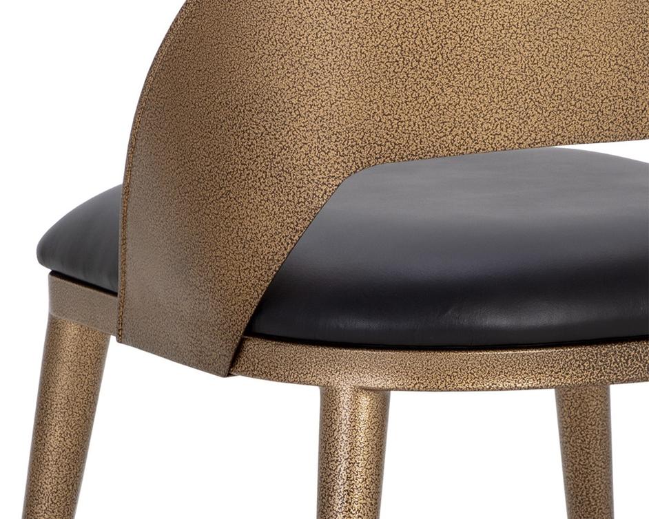 DEZIRAE DINING CHAIR - ANTIQUE BRASS - CHARCOAL BLACK LEATHER by Sunpan