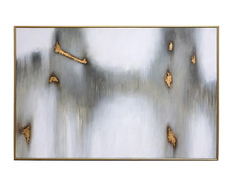 Water Marks - 72" X 48" - Gold Floater Frame by Sunpan