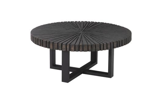Chainsaw Coffee Table, Round, Black Iron Cross Base, Black/Copper by PHILLIPS COLLECTION