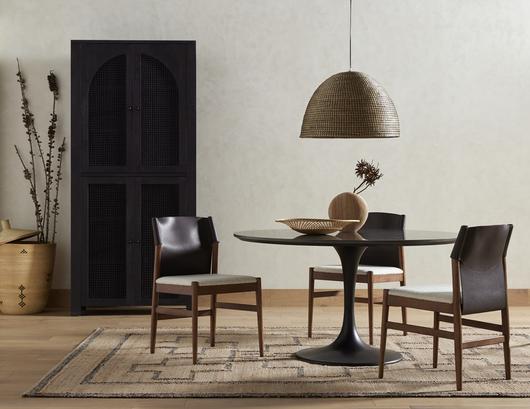 Lulu Armless Dining Chair In Espresso Leather by FOUR HANDS