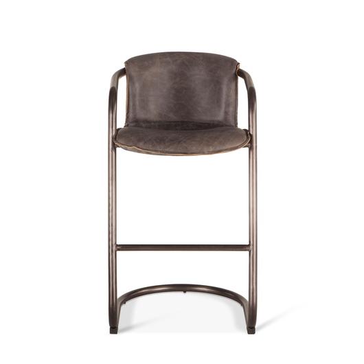 Portofino Distressed Antique Ebony Leather Bar Chair by Home Trends & Design