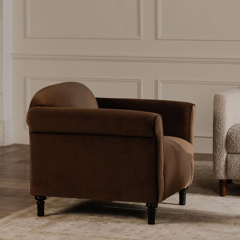 Harmony Accent Chair Dark Brown Faux Mohair by Moes Home