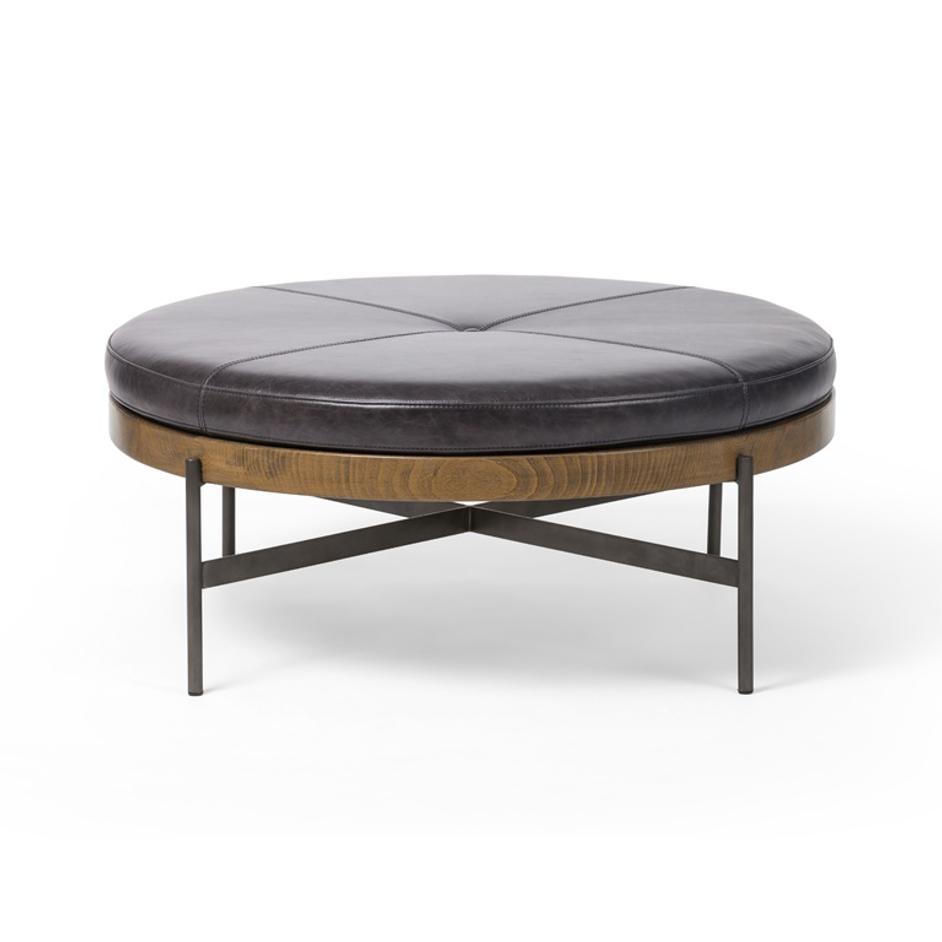 Edwyn Large Ottoman In Sonoma Black by FOUR HANDS