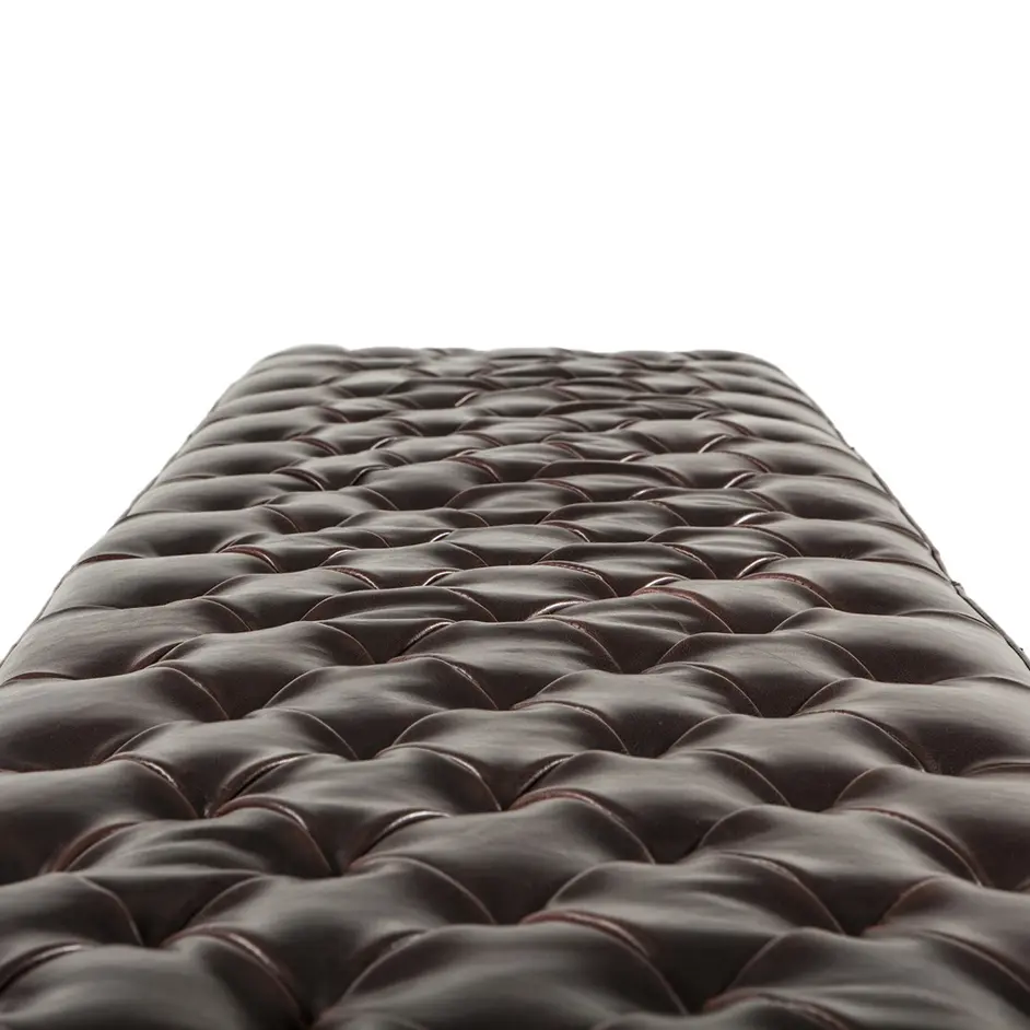 D'Orsay 78-Inch Long Leather Bench with Diamond Stitched Detailing by Home Trends & Design