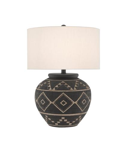 Tattoo Table Lamp In Brewed Latte & Molé Black by Currey & Company
