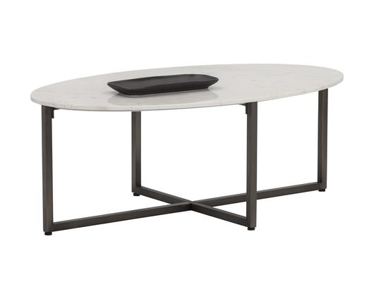 Kiara Coffee Table - Gunmetal - White Marble by Sunpan