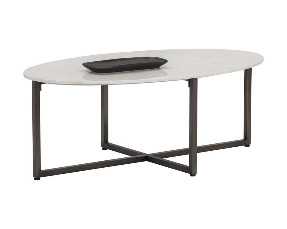 Kiara Coffee Table - Gunmetal - White Marble by Sunpan