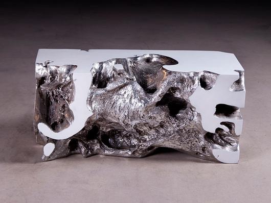 Freeform Bench, White, Silver Leaf, SM by PHILLIPS COLLECTION