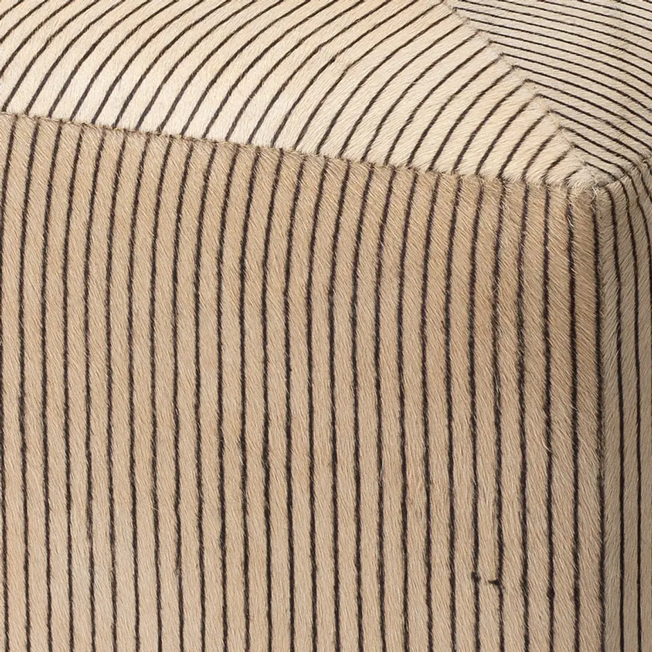 Pinstripe Hide Ottoman, Small by Jamie Young