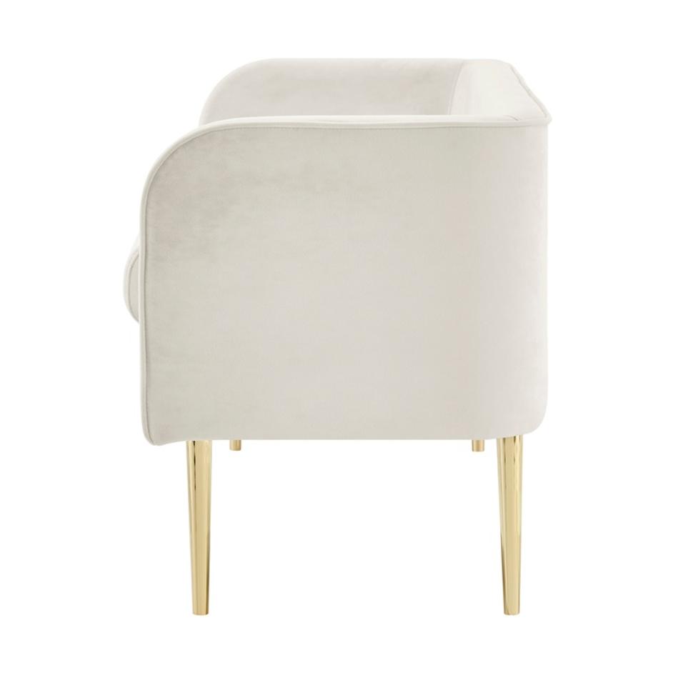 Marsha KD Velvet Bench, Dainty Cream by New Pacific Direct