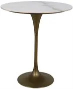 Laredo Bar Table 36", Antique Brass, White Marble Top by Noir Furniture