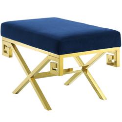 Bendel Velvet Performance Velvet Bench In Gold Navy by Modway Furniture